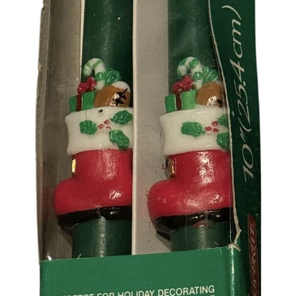 Christmas Holiday  Candles Santa Claus Boot Presents VTG 10" (2) NOS Joy Brite - Picture 2 of 7